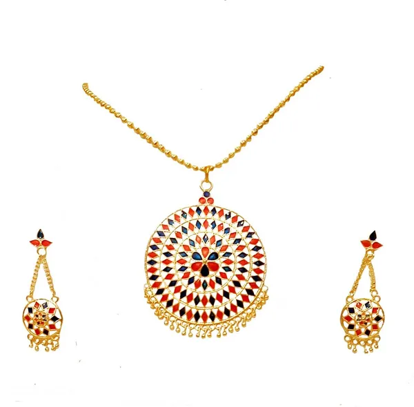 Assamese_Traditional_Gold_Plated_Red_Blue_Minakari_Japi_Chain_Jewellery_Set_For_Women